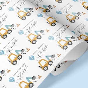 CONSTRUCTION / DIGGER THEME Personalised Wrap / Vehicle Personalised Bday Wrapping Paper / Children's Bday Gift Wrap / Any Age Gift Wrap
