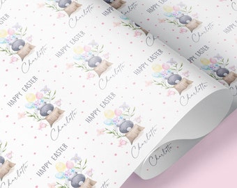 EASTER TRUNK personalised Wrapping Paper / Pretty Easter Gift Wrap / Easter Rabbit Paper / Easter Egg / Personalised Easter Greeting Card