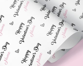 Personalised Happy Valentine's Day Gift Wrap / Personalised Valentine's Day Wrapping Paper / Romantic Gift Wrap / Personalised Wrapping