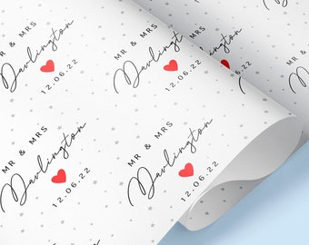 Personalised Mr & Mrs Gift Wrap / Personalised Wrapping Paper With Date / Wedding Day / Personalised Anniversary Wrap / Wrapping Paper /