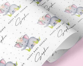 BABY SHOWER ELEPHANT theme Personalised Gift Wrap / Baby Personalised Baby Shower Wrapping Paper / Gift Wrap / Baby Shower Gift Wrap