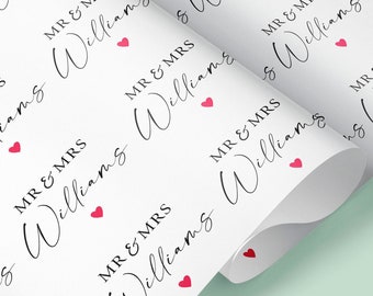 Gepersonaliseerde cadeauverpakking meneer en mevrouw / Gepersonaliseerd inpakpapier / Trouwdag / Gepersonaliseerde jubileumverpakking / Inpakpapier / Cadeaupapier