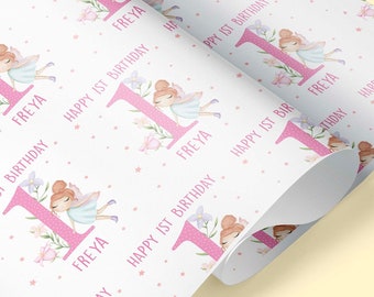 FAIRY 1st Birthday Personalised Gift Wrap / Fairy Gift Wrap / Baby Fairy Birthday Wrapping Paper / Girl / Personalised Kids Gift Wrap