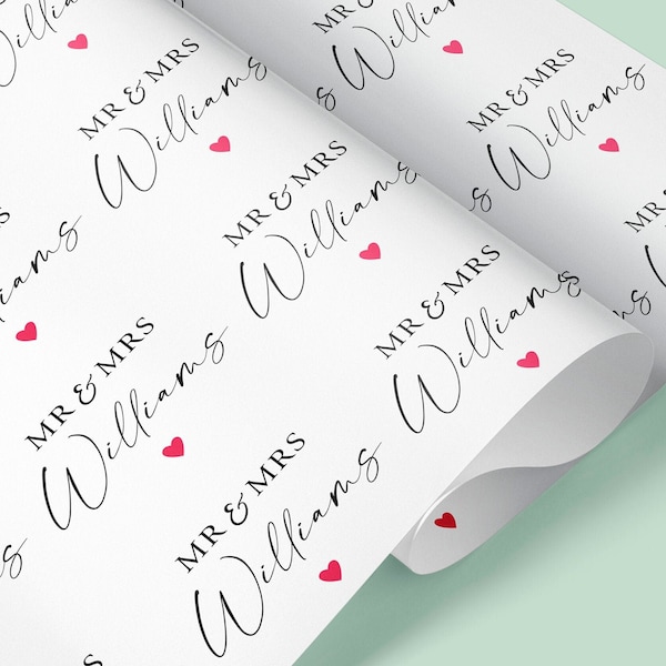 Personalised Mr & Mrs Gift Wrap / Personalised Wrapping Paper / Wedding Day / Personalised Anniversary Wrap / Wrapping Paper / Gift Wrap