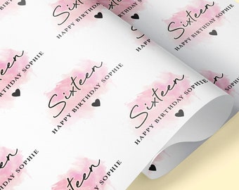 SWEET SIXTEEN Personalised Wrapping Paper / Personalised Birthday Wrapping Paper / Personalised Wrap / Wrapping Paper / Milestone Gift Wrap