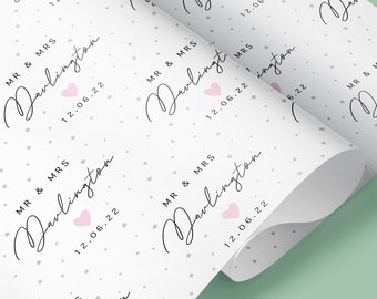 Personalised Mr & Mrs Gift Wrap / Personalised Wrapping Paper With Date / Wedding Day / Personalised Anniversary Wrap / Wrapping Paper /