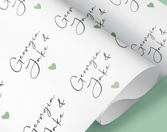 Cadeaupapier gepersonaliseerde stellen / Gepersonaliseerd inpakpapier jubileum / Bruiloft / Gepersonaliseerde bruiloftwikkel / Inpakpapier / Cadeaupapier