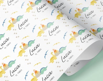 Dinosaur Milestone Personalised Gift Wrap / Dinosaur Kids Wrapping Paper / Dino Personalised Gift Wrap / Childrens Wrapping Paper / 1st, 3rd