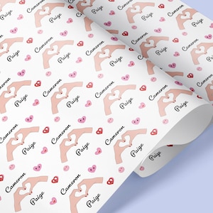 Personalised Love Hands Valentine's Day Gift Wrap / I Love You Gift Wrap / Valentine's Day Wrapping Paper / Heart Gift Wrap / V Day Wrapping