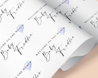 Papier cadeau personnalisé Bienvenue dans le monde pour nouveau-né / Papier cadeau personnalisé pour nouveau-né / Papier cadeau personnalisé pour bébé / Bébé garçon / Fille