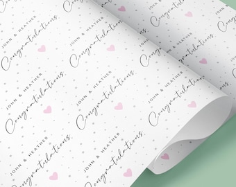 Papel de regalo personalizado "Felicitaciones" / Papel de regalo personalizado "Felicitaciones" / Papel de regalo "Felicitaciones para parejas" / Papel de regalo con estampado de estrellas