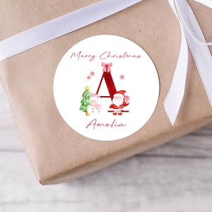 24 Personalised Christmas Gloss Sticker Labels, Initial Christmas Stickers, Christmas Labels, Christmas Gift Labels, Santa Initial Stickers