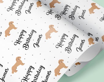 Personalisierte Geburtstags-Hunde-Geschenkpapier / Hunde-Geschenkpapier / Hund-Geschenkpapier / Hund Thema personalisierte Verpackung / Cockapoo Wrap