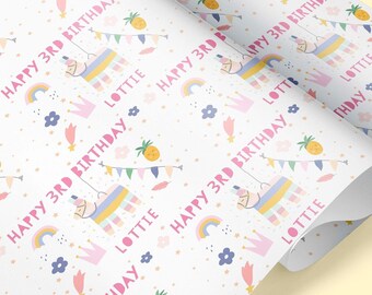MILESTONE Personalised Pinata Gift Wrap / Unicorn Wrapping Paper / Personalised Gift Wrap / Children's Wrapping Paper / 1st, 2nd. 3rd Bday