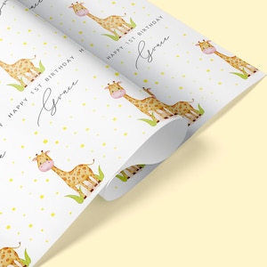 GIRAFFE THEME Personalised Gift Wrap / Baby, Kids Personalised Birthday Wrapping Paper / Bday Gift Wrap / 1st, 2nd, 3rd, 4th, 5th Gift Wrap