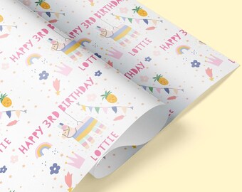 MILESTONE Personalised Pinata Gift Wrap / Unicorn Wrapping Paper / Personalised Gift Wrap / Children's Wrapping Paper / 1st, 2nd. 3rd Bday