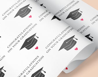 Papier d'emballage personnalisé pour diplômés / Papier cadeau pour diplômés / Célébration / Papier d'emballage pour diplômés / Remise de diplôme / Papier cadeau universitaire