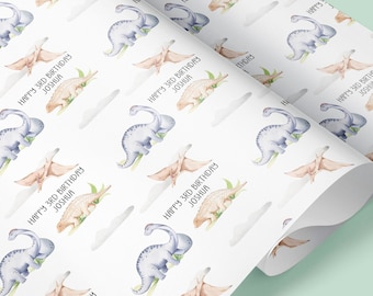 Dinosaur Milestone Personalised Gift Wrap / Dinosaur Kids Wrapping Paper / Dino Personalised Gift Wrap / Childrens Wrapping Paper / 1st, 3rd