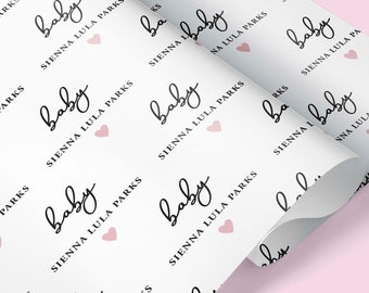 BABYMEISJE Gepersonaliseerde cadeaupapier pasgeboren baby / Gepersonaliseerde inpakpapier babymeisje / Gepersonaliseerd inpakpapier / Inpakpapier / Babycadeau