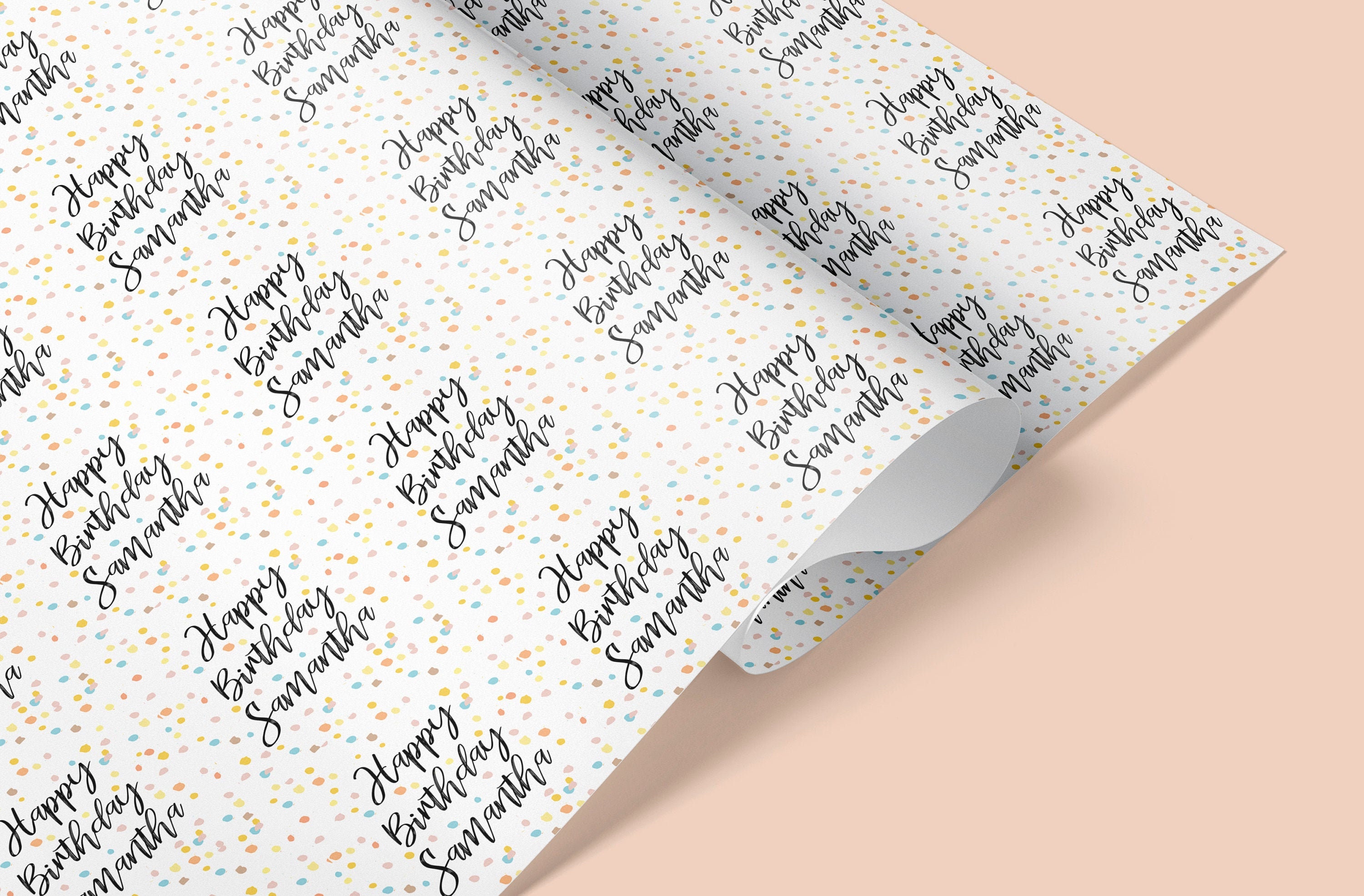 Personalised Happy Birthday Gift Wrap / Custom Happy Birthday Etsy