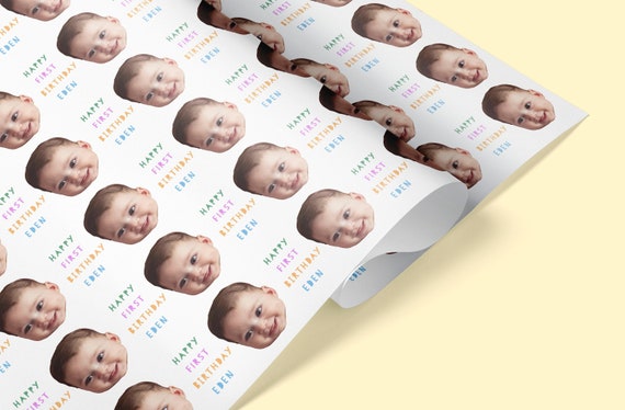 Customised Face Gift Wrap / Baby Wrapping Paper / Birthday wrapping paper / 1st , 2nd , 3rd Birthday Face Gift Wrap / Wrapping paper roll