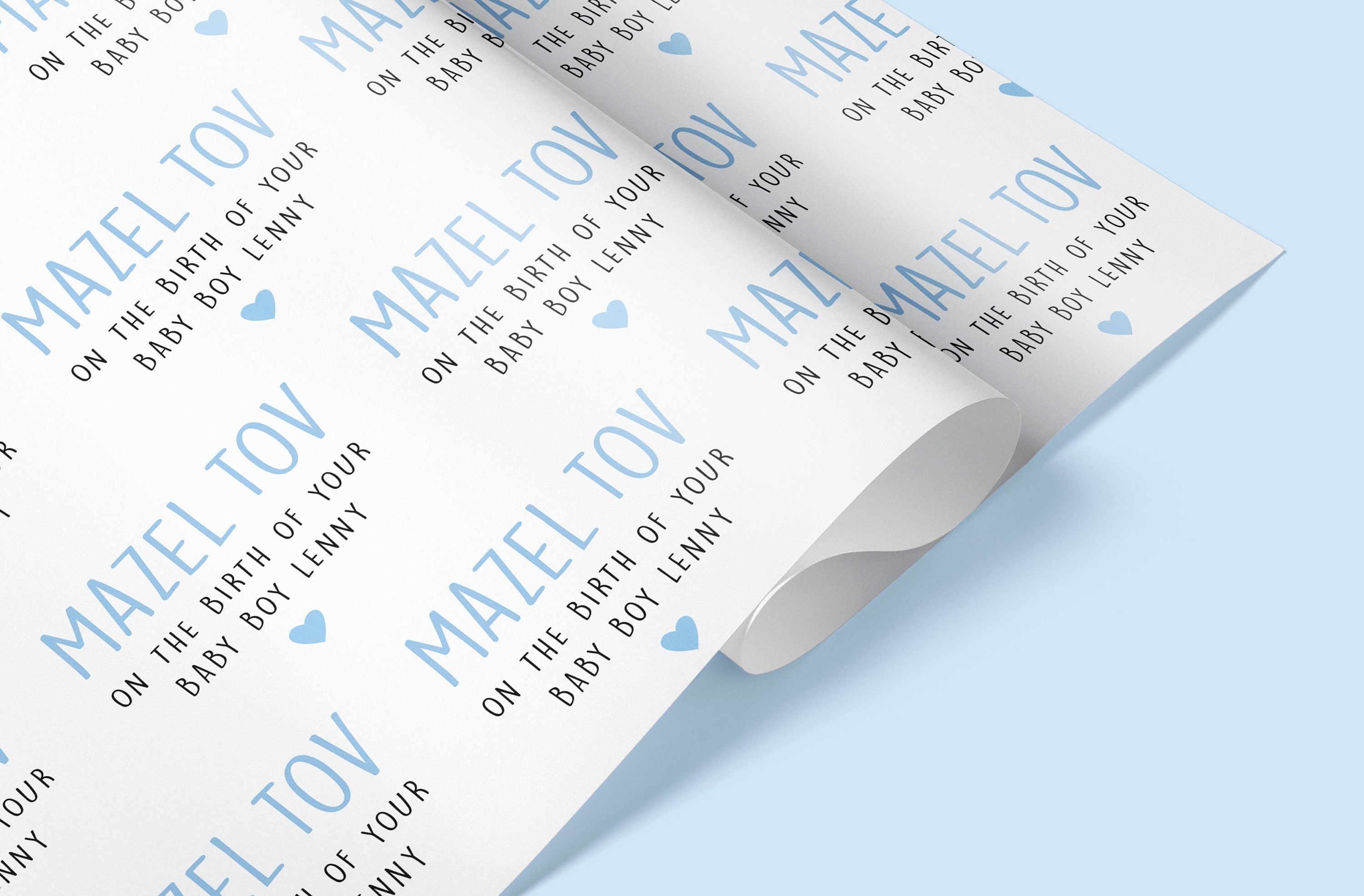 Personalised New Born Gift Wrap / Mazel Tov on Baby Boy / Baby Girl Wrapping  Paper / Personalised Baby Girl Wrapping Paper / Mazeltov Baby 