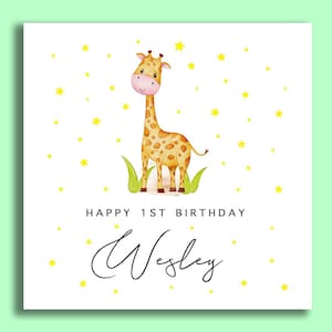 Carte d’anniversaire d’animal girafe, carte d’anniversaire personnalisée Milestone, cartes d’anniversaire pour enfants, animaux de safari, carte Bday pour enfants, cartes bébé