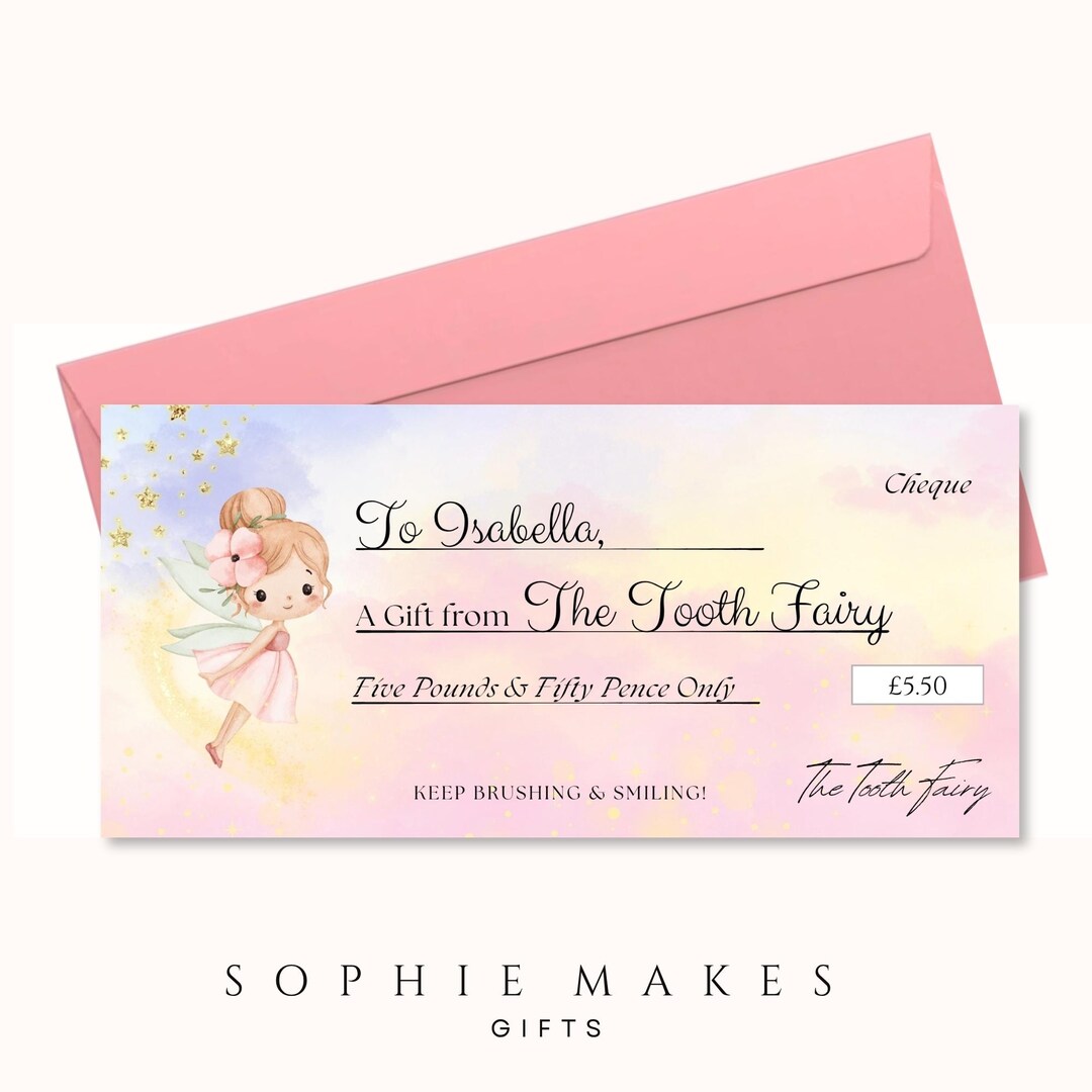 Magical Cheque Personalised Tooth Fairy Cheque, Magical Keepsake Gift, Custom Name ...