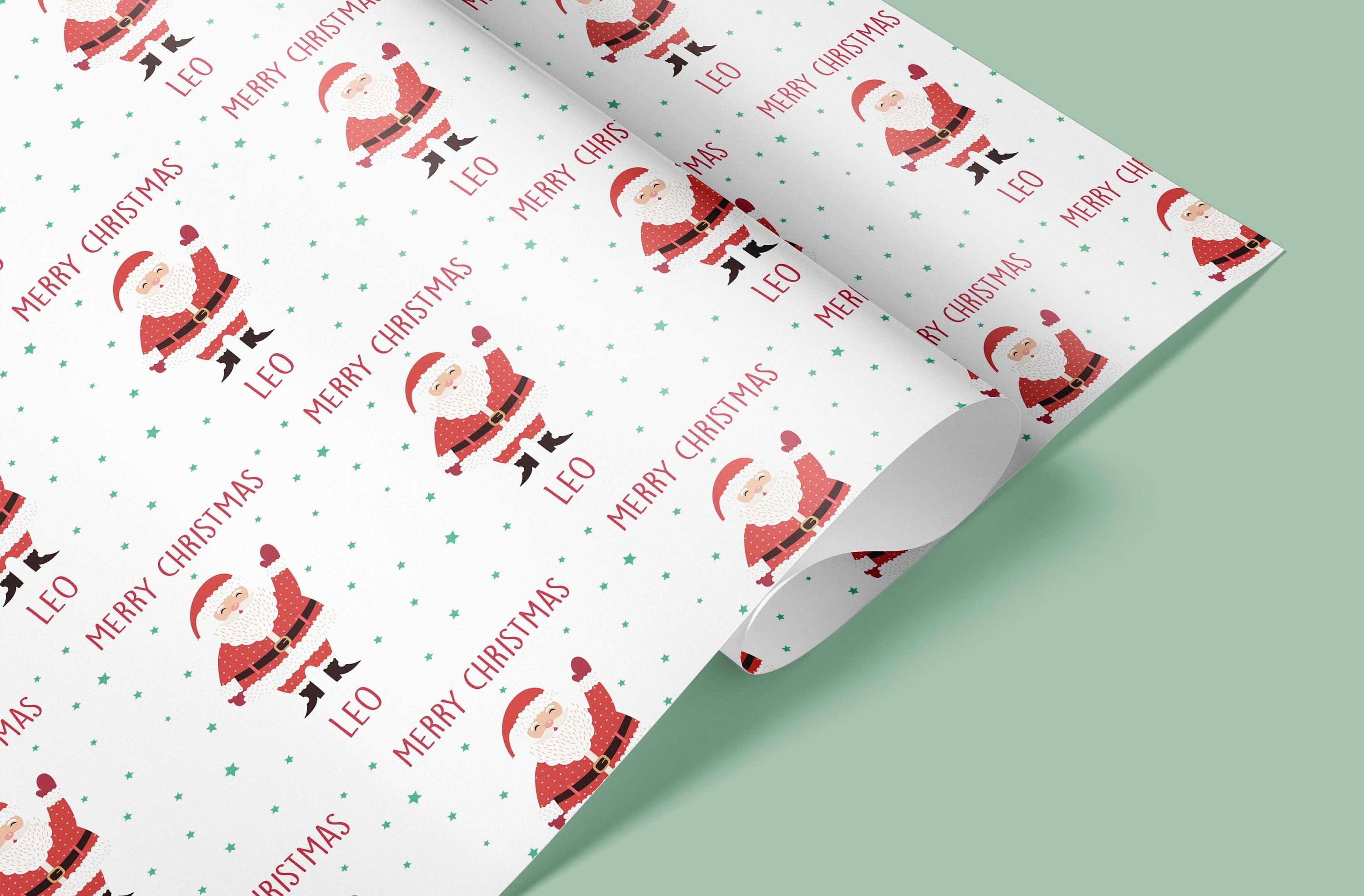 SANTA Christmas Wrapping Paper Personalised Christmas Wrap Kids