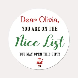 24 etichette adesive natalizie opache o lucide personalizzate, adesivi natalizi Nice List, etichette natalizie, etichette natalizie, adesivi natalizi