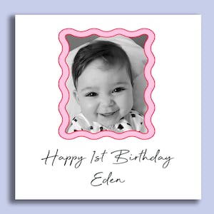 Personalised Wavy Border Photo Birthday Card, Birthday Card, Photo Cards, 1st / 10th / 16th / 20th / 30th / 40th  50th / 60th Birthday Cards