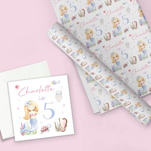 MERMAID THEME Personalised Gift Wrap / Mermaid Birthday Wrapping Paper / Personalised Sea Creature Gift Wrap / 1st, 5th, 6th, 7th, 8th Wrap image 6