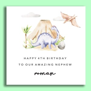 Carte d’anniversaire de dinosaure personnalisée Milestone, 4ème carte de dinosaure, Milestone, carte T-Rex, carte pour nièce, carte pour neveu, carte Kid Bday