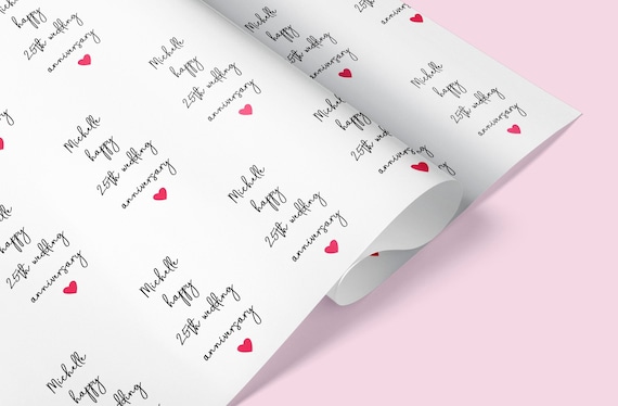 Personalised Wedding Anniversary Gift Wrap / Anniversary Wrapping Paper / Bespoke Gift Wrap / Romantic Gift Wrap / Wedding Wrapping