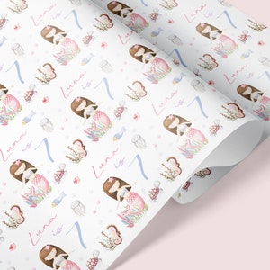MERMAID THEME Personalised Gift Wrap / Mermaid Birthday Wrapping Paper / Personalised Sea Creature Gift Wrap / 1st, 5th, 6th, 7th, 8th Wrap Brown Hair
