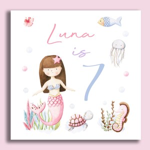 MERMAID THEME Personalised Gift Wrap / Mermaid Birthday Wrapping Paper / Personalised Sea Creature Gift Wrap / 1st, 5th, 6th, 7th, 8th Wrap image 8