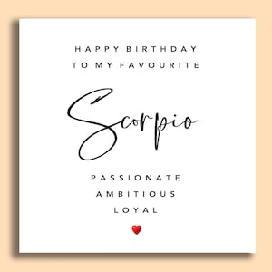 Carte d’anniversaire Scorpion | Carte d’anniversaire Star Sign | Cartes d’anniversaire Zodiac | Carte pour lui | Carte pour son | Carte pour ami | Cartes | Ami