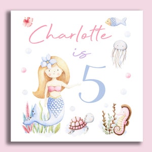 MERMAID THEME Personalised Gift Wrap / Mermaid Birthday Wrapping Paper / Personalised Sea Creature Gift Wrap / 1st, 5th, 6th, 7th, 8th Wrap image 5