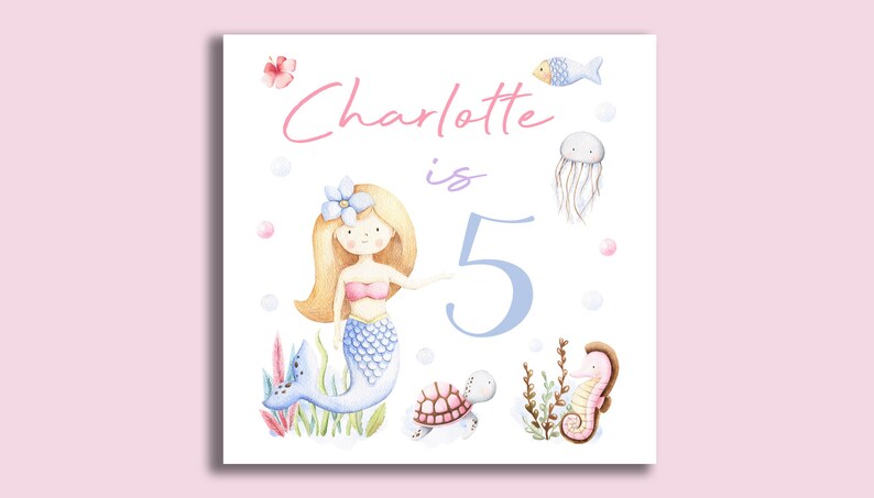 MERMAID THEME Personalised Gift Wrap / Mermaid Birthday Wrapping Paper / Personalised Sea Creature Gift Wrap / 1st, 5th, 6th, 7th, 8th Wrap image 5