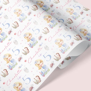 MERMAID THEME Personalised Gift Wrap / Mermaid Birthday Wrapping Paper / Personalised Sea Creature Gift Wrap / 1st, 5th, 6th, 7th, 8th Wrap Blonde Hair