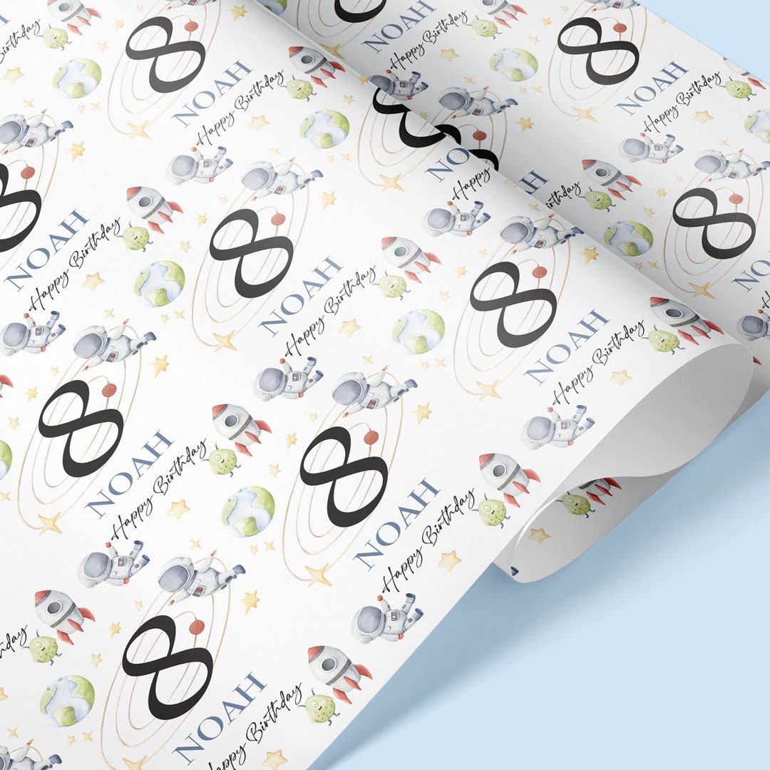 SPACE THEME Personalised Gift Wrap / Astronaut Birthday Wrapping Paper ...