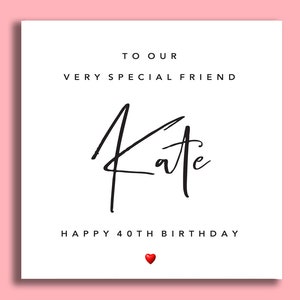 Carte personnalisée de 40e anniversaire pour les amis | Carte pour ami | Carte du 40e anniversaire | Cartes Bestie | Carte du meilleur ami | Carte d’anniversaire spéciale