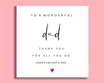 Fathers Day Card | Father's Day Card | Card for Dad |  Fathers Day | Card For Daddy | Happy Fathers Day Card | Thank You Dad card