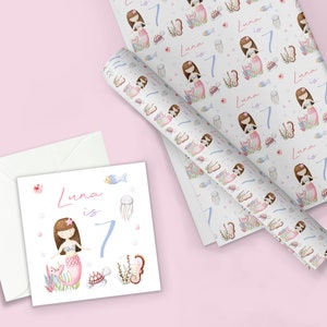 MERMAID THEME Personalised Gift Wrap / Mermaid Birthday Wrapping Paper / Personalised Sea Creature Gift Wrap / 1st, 5th, 6th, 7th, 8th Wrap image 9