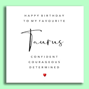 Carte d’anniversaire Taureau | Carte d’anniversaire Star Sign | Cartes d’anniversaire Zodiac | Carte pour lui | Carte pour son | Carte pour ami | Cartes | Ami
