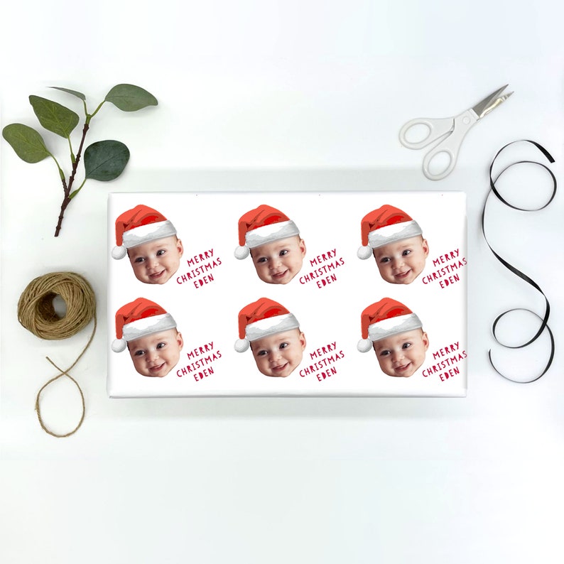 Customised Face Gift Wrap / Baby Wrapping Paper / Christmas wrapping paper / Personalised Face Gift Wrap / Wrapping paper roll image 2