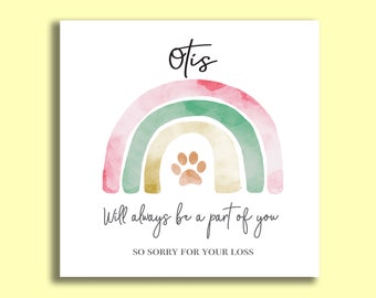 Personalised Dog loss card | Rainbow Bridge Dog | Dog Bereavement Card | Pet loss | Cat Loss Sympathy Card | Sorry For Your Loss | Sympathy