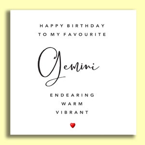 Carte d’anniversaire Gémeaux | Carte d’anniversaire Star Sign | Cartes d’anniversaire Zodiac | Carte pour lui | Carte pour son | Carte pour ami | Carte pour Bestie