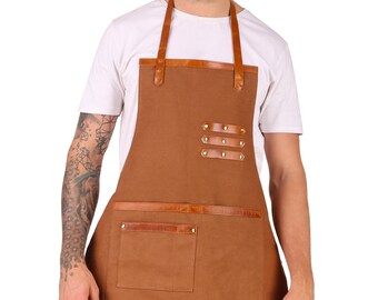 Leather apron for men Personalized apron blacksmith apron black leather woodworking apron with pockets strap apron father gift for him