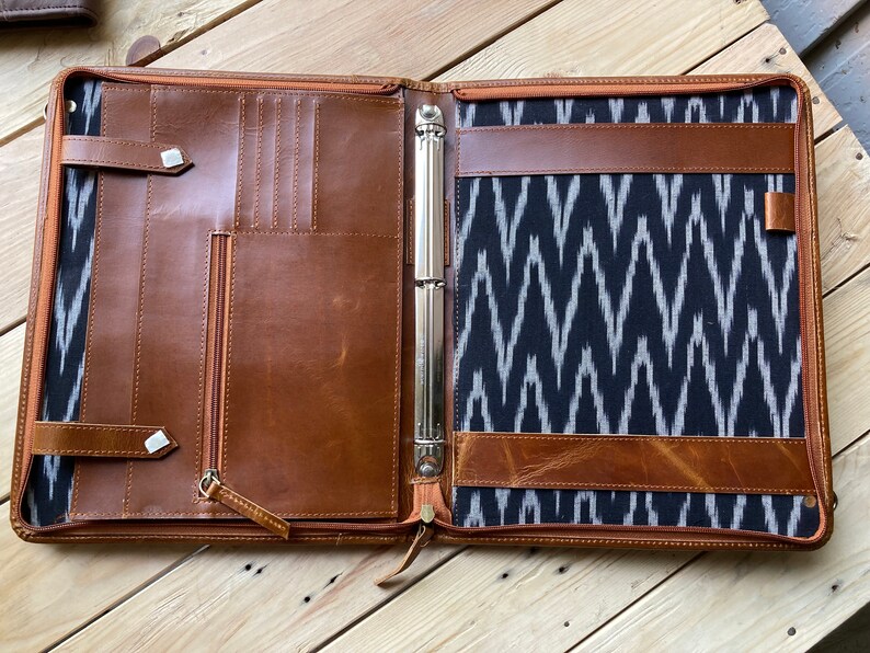 Personalized Leather Portfolio Binder With Zipper 3 Ring Etsy UK